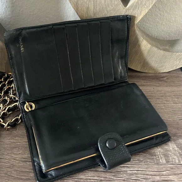 🖤Vintage Chanel Timeless Clutch Wallet on a Chain 2way Wristlet Crossbody Revamp - Picture 12 of 17